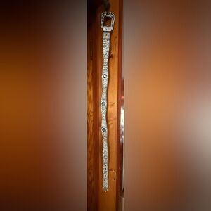 Silver rhinestone Decorative Strap snake skin print belt